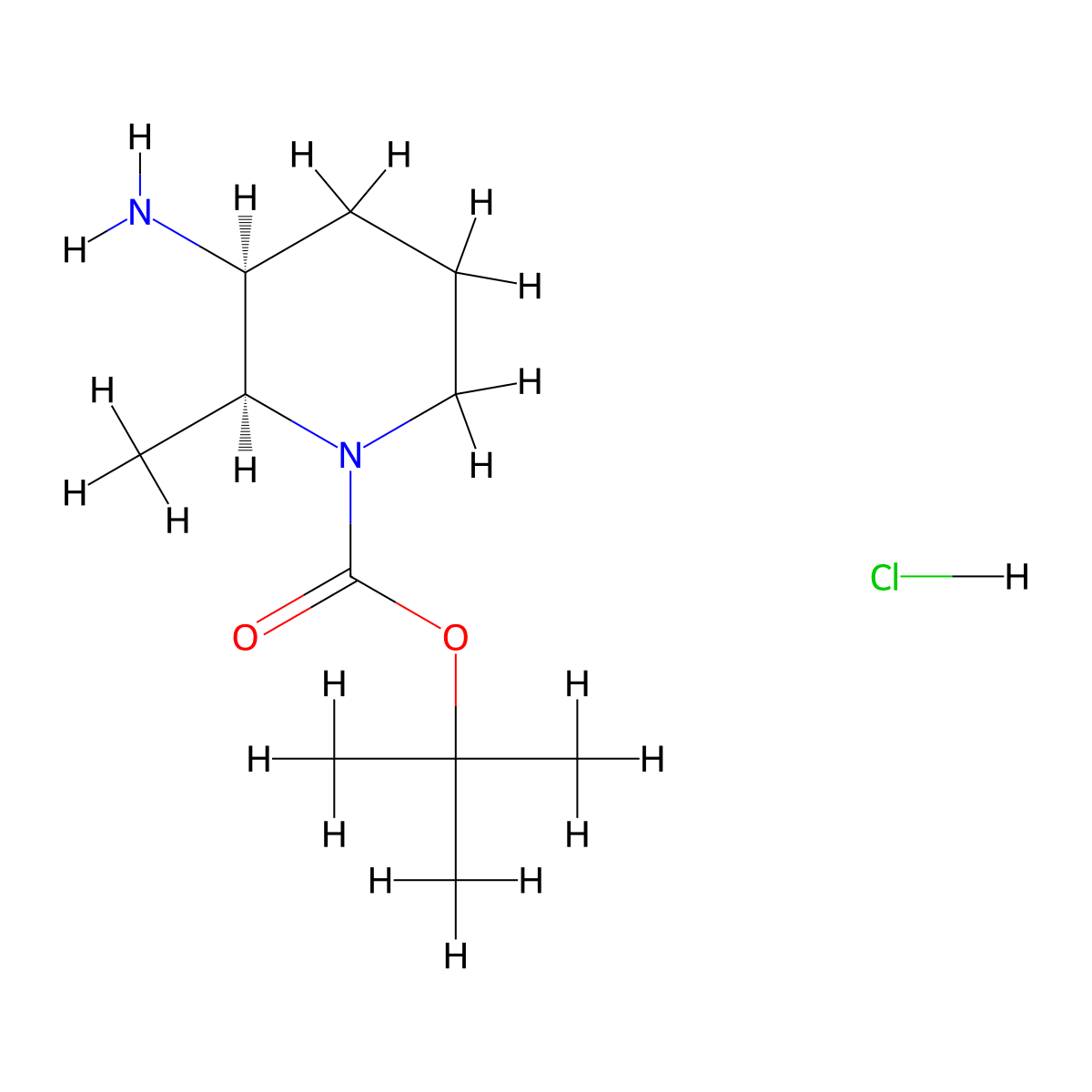 tert-butyl (2S,3S)-3-amino-2-methyl-piperidine-1-carboxylate;hydrochloride molecular structure, CAS 2891580-31-5