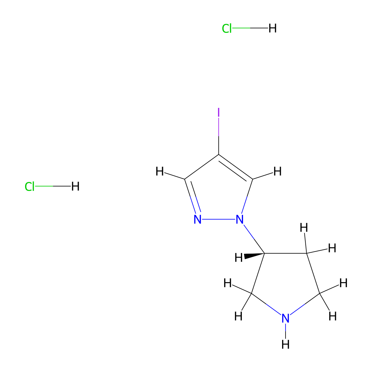 (R)-4-iodo-1-(pyrrolidin-3-yl)-1H-pyrazole dihydrochloride molecular structure, CAS 2891580-37-1