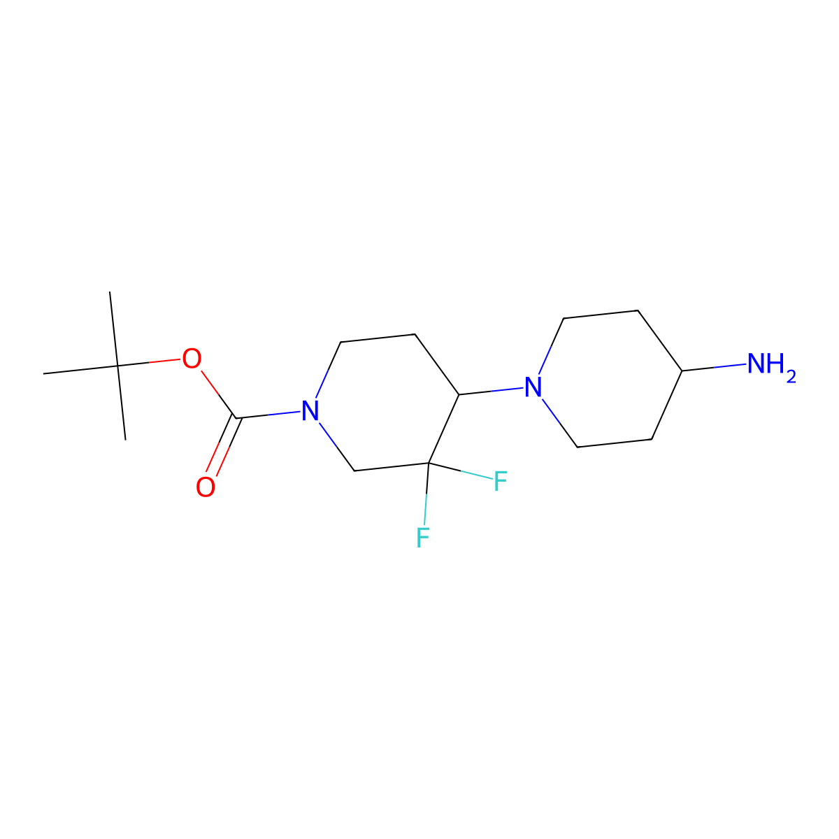 tert-butyl (4R)-4-(4-amino-1-piperidyl)-3,3-difluoro-piperidine-1-carboxylate molecular structure, CAS 2891580-38-2