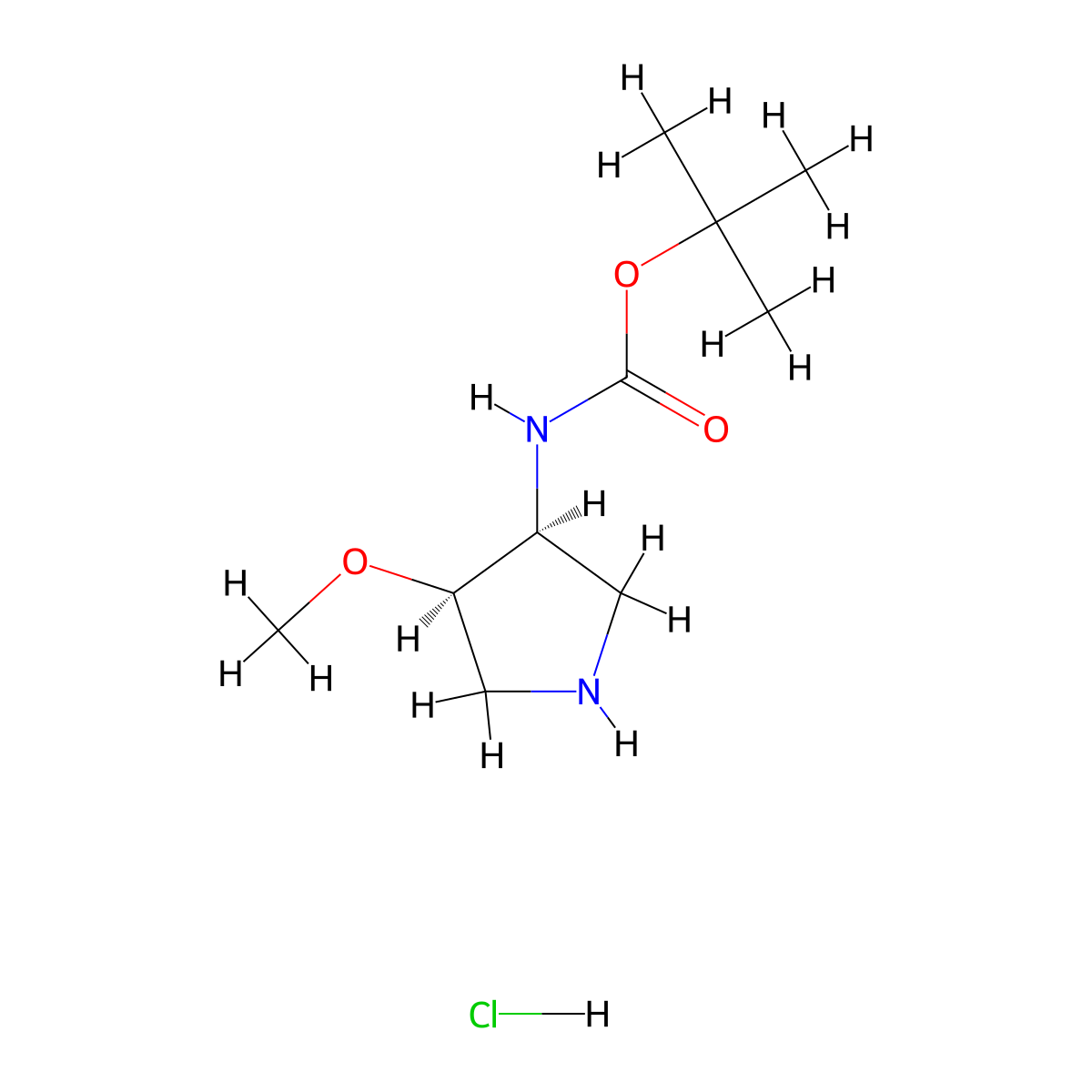 tert-butyl N-[(3S,4R)-4-methoxypyrrolidin-3-yl]carbamate;hydrochloride molecular structure, CAS 2891580-69-9