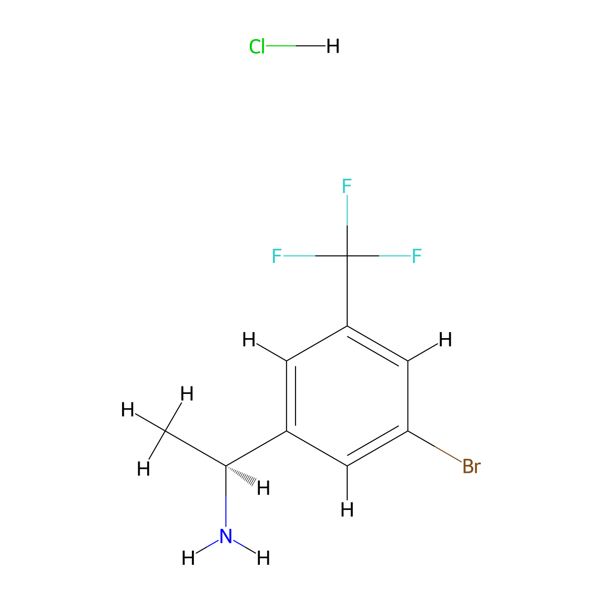 (S)-1-(3-Bromo-5-(trifluoromethyl)phenyl)ethan-1-amine hydrochloride molecular structure, CAS 2891580-75-7