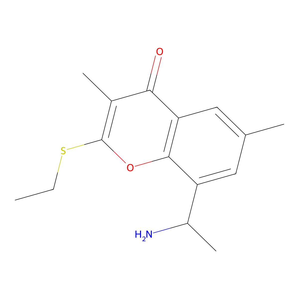 8-[(1S)-1-aminoethyl]-2-ethylsulfanyl-3,6-dimethyl-chromen-4-one molecular structure, CAS 2891580-82-6
