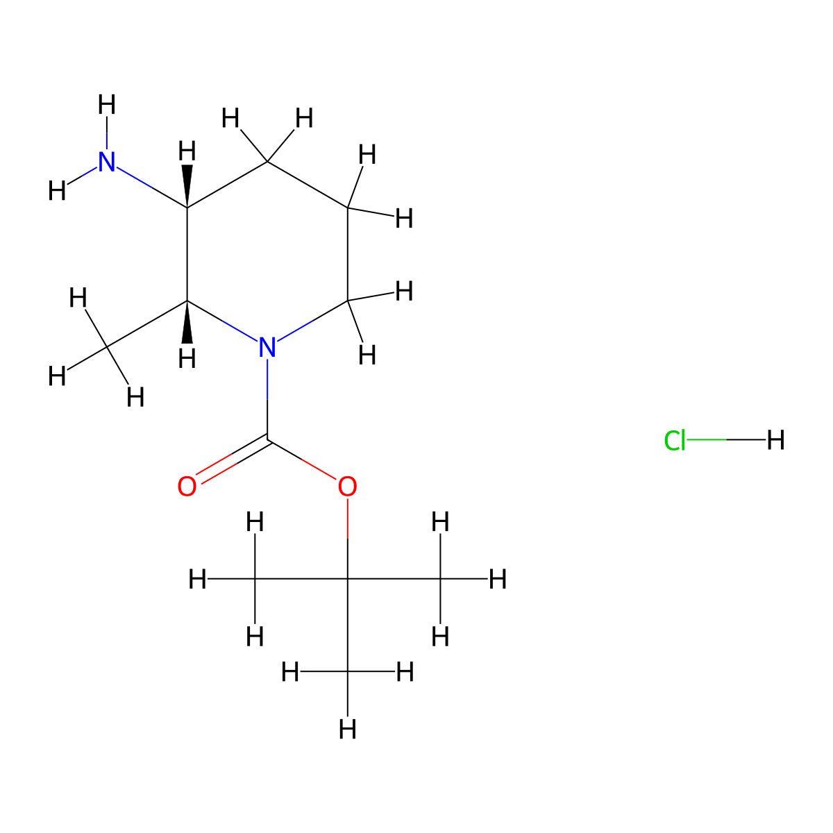 tert-butyl (2R,3R)-3-amino-2-methyl-piperidine-1-carboxylate;hydrochloride molecular structure, CAS 2891580-99-5