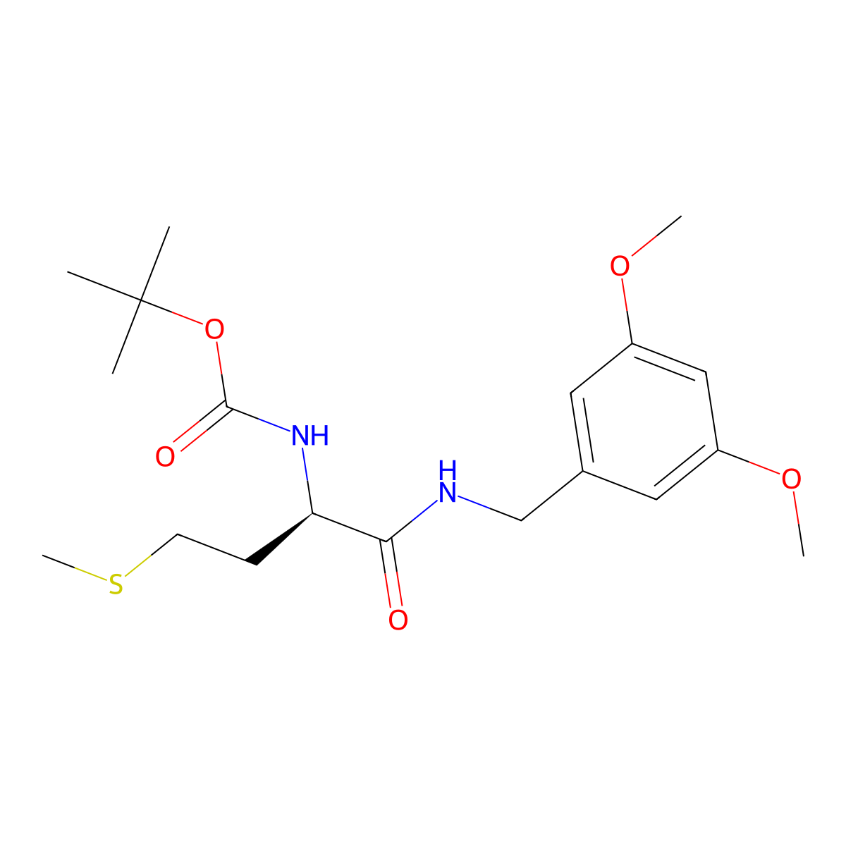 Tert-butyl (R)-(1-((3,5-dimethoxybenzyl)amino)-4-(methylthio)-1-oxobutan-2-YL)carbamate molecular structure, CAS 2891581-03-4