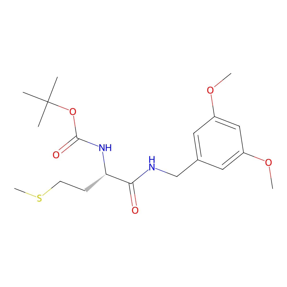 (S)-Tert-butyl (1-((3,5-dimethoxybenzyl)amino)-4-(methylthio)-1-oxobutan-2-YL)carbamate molecular structure, CAS 2891581-16-9