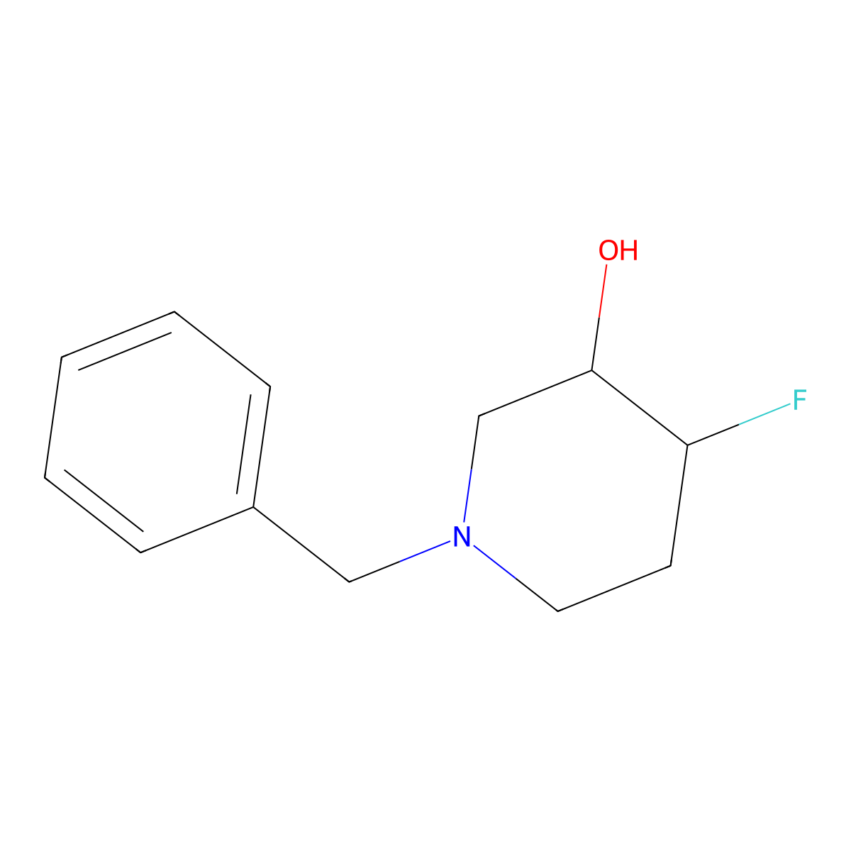 (3R,4S)-4-Fluoro-1-(phenylmethyl)-3-piperidinol molecular structure, CAS 2891581-24-9