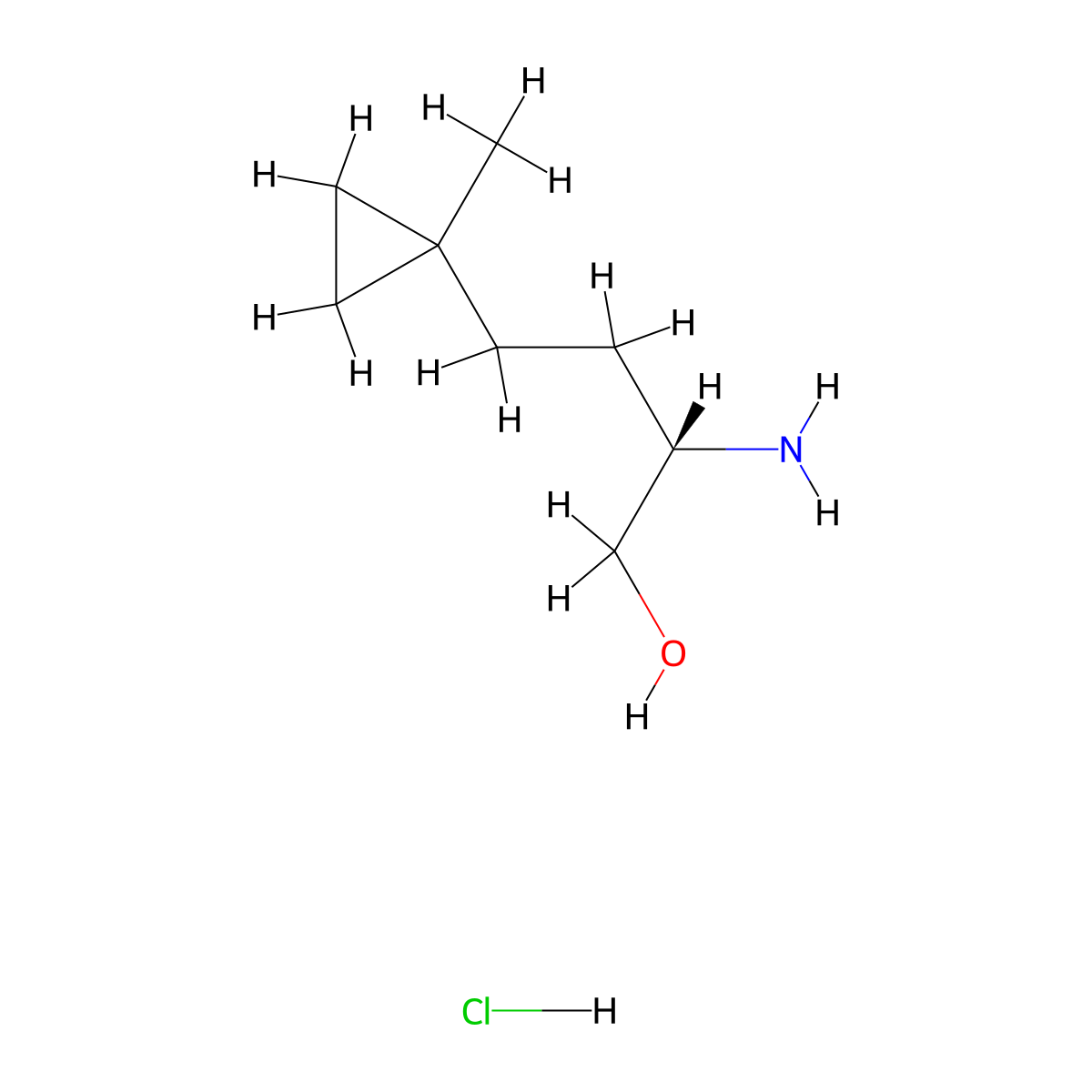 (2S)-2-amino-4-(1-methylcyclopropyl)butan-1-ol;hydrochloride molecular structure, CAS 2891581-46-5