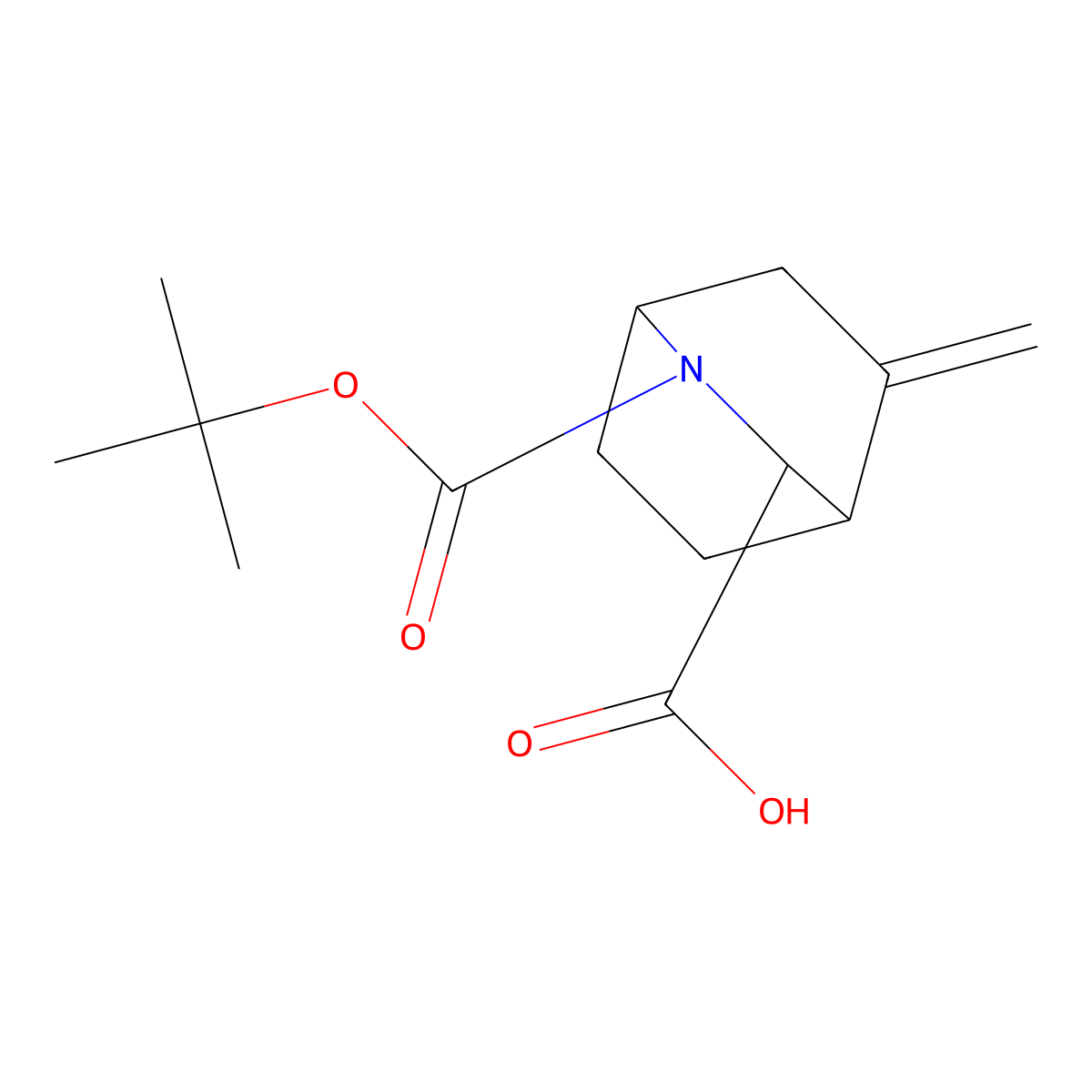 (1R,3R,4S)-2-tert-butoxycarbonyl-5-methylene-2-azabicyclo[2.2.2]octane-3-carboxylic acid molecular structure, CAS 2891581-50-1