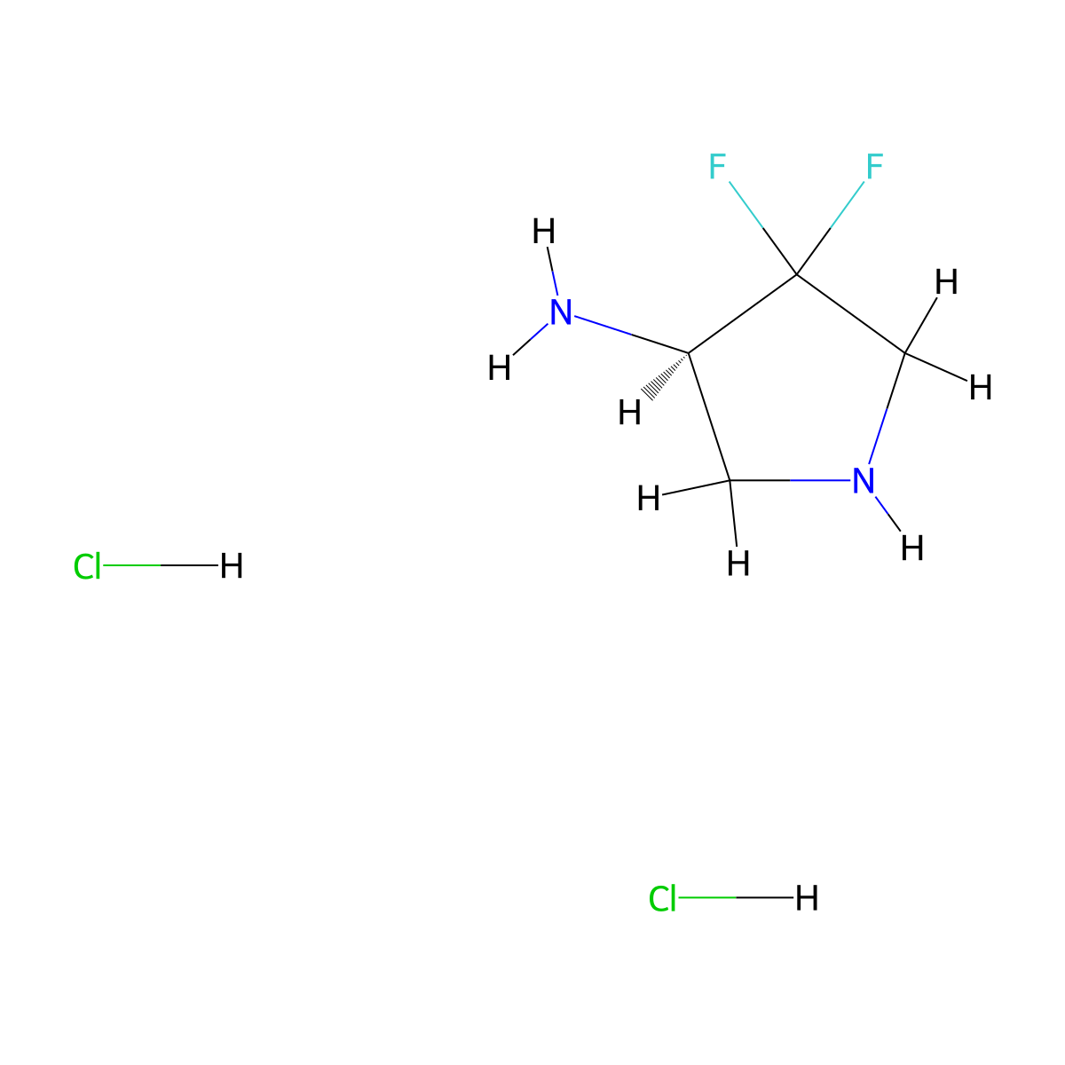 (3R)-4,4-difluoropyrrolidin-3-amine dihydrochloride molecular structure, CAS 2891581-52-3
