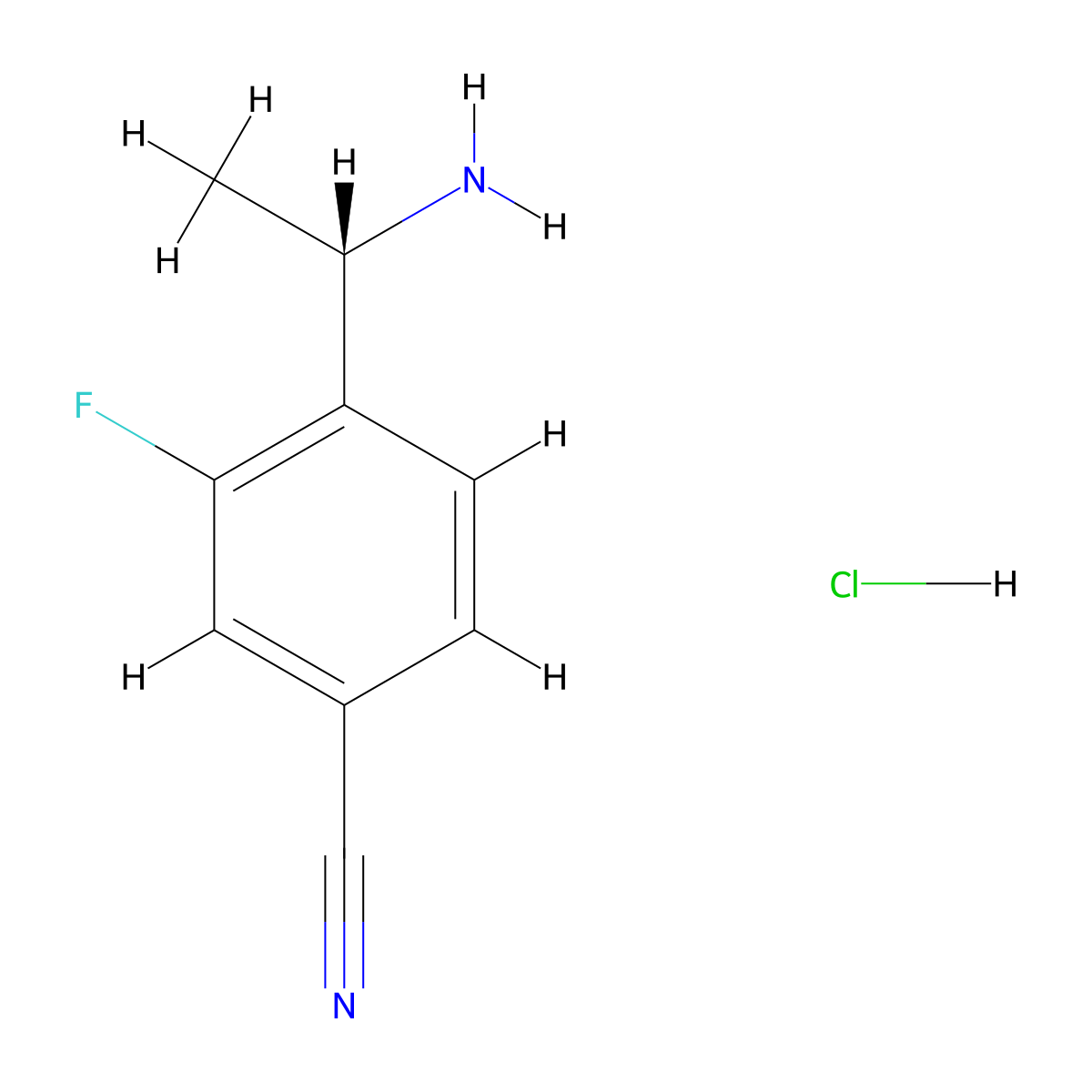 (S)-4-(1-Aminoethyl)-3-fluorobenzonitrile hydrochloride molecular structure, CAS 2891581-63-6