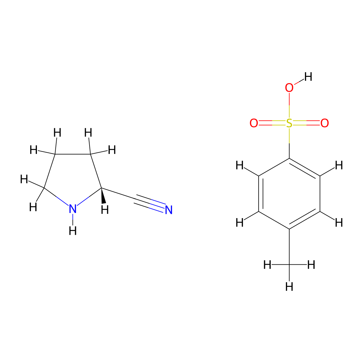 (2R)-pyrrolidine-2-carbonitrile; 4-methylbenzene-1-sulfonic acid molecular structure, CAS 2891581-65-8