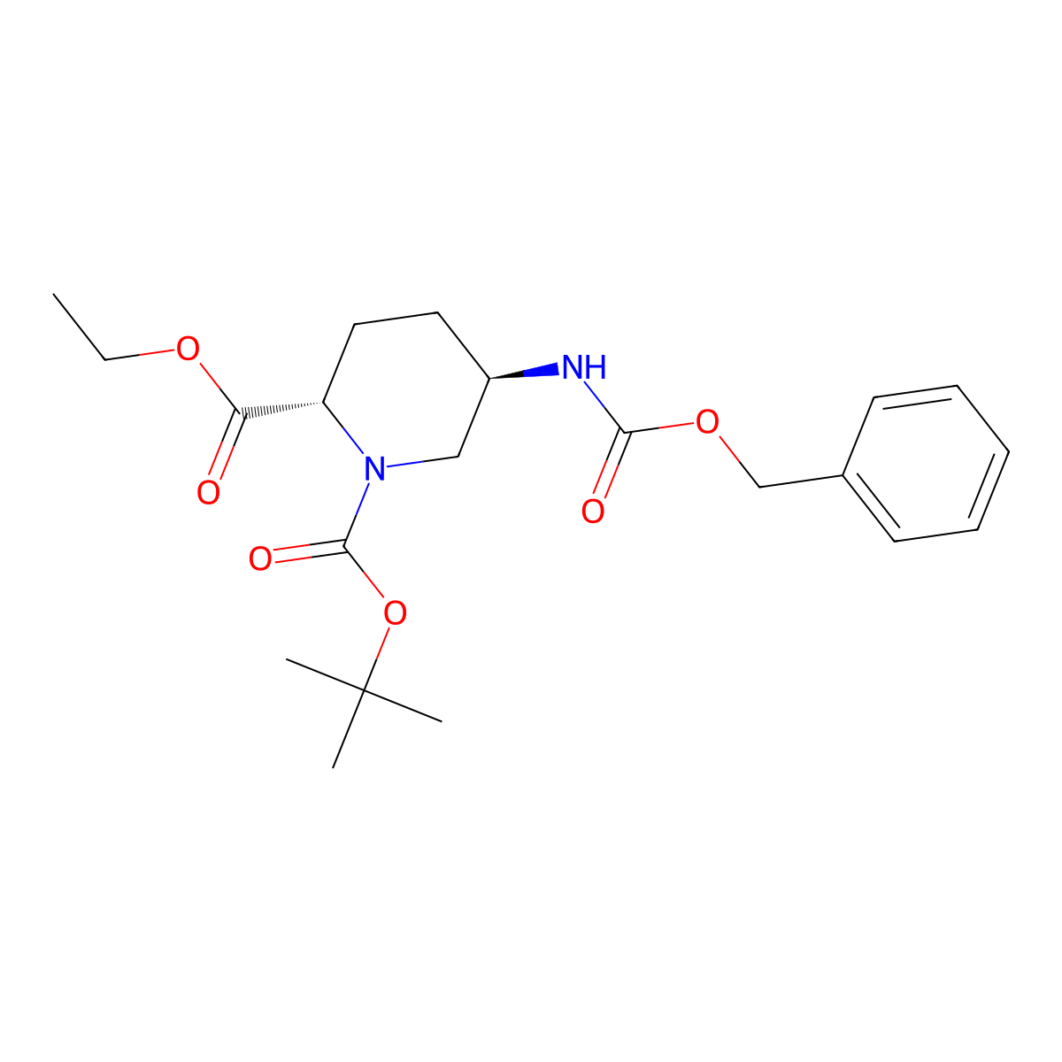 O1-tert-butyl O2-ethyl (2S,5R)-5-(benzyloxycarbonylamino)piperidine-1,2-dicarboxylate molecular structure, CAS 2891581-81-8