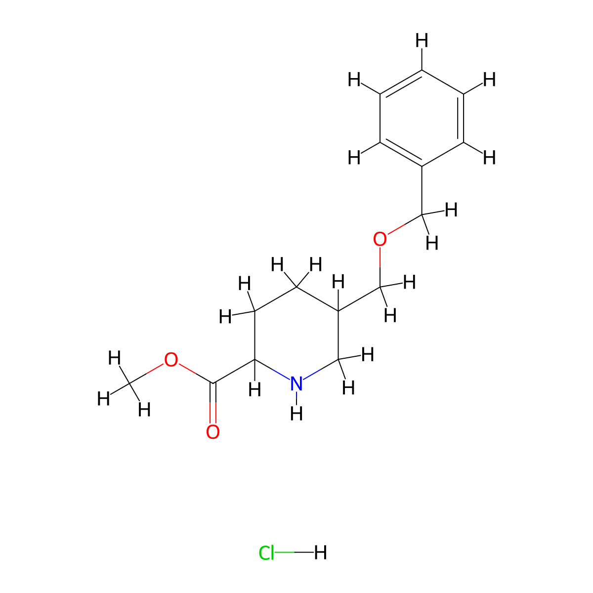 Methyl 5-((benzyloxy)methyl)piperidine-2-carboxylate hydrochloride molecular structure, CAS 2891597-12-7