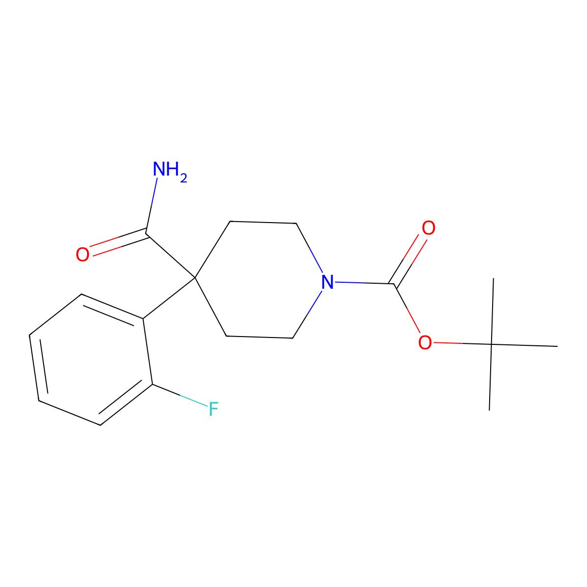 tert-Butyl 4-carbamoyl-4-(2-fluorophenyl)piperidine-1-carboxylate molecular structure, CAS 2891597-35-4