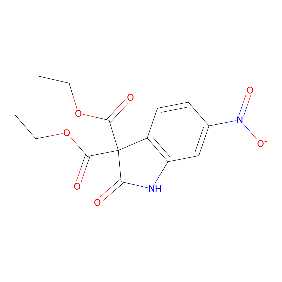 Diethyl 6-nitro-2-oxoindoline-3,3-dicarboxylate molecular structure, CAS 2891597-37-6