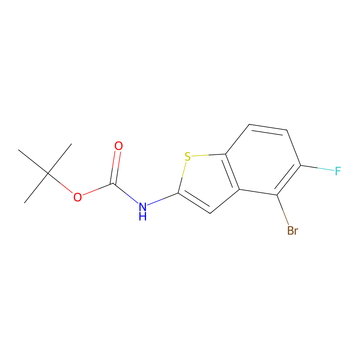 Tert-butyl N-(4-bromo-5-fluoro-benzothiophen-2-YL)carbamate molecular structure, CAS 2891597-49-0