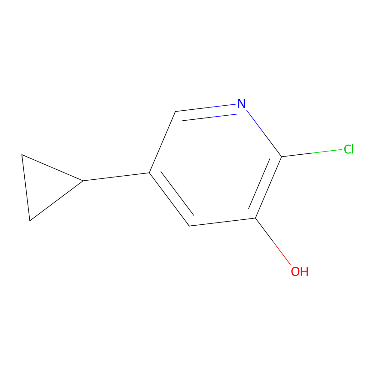 2-Chloro-5-cyclopropylpyridin-3-ol molecular structure, CAS 2891597-50-3