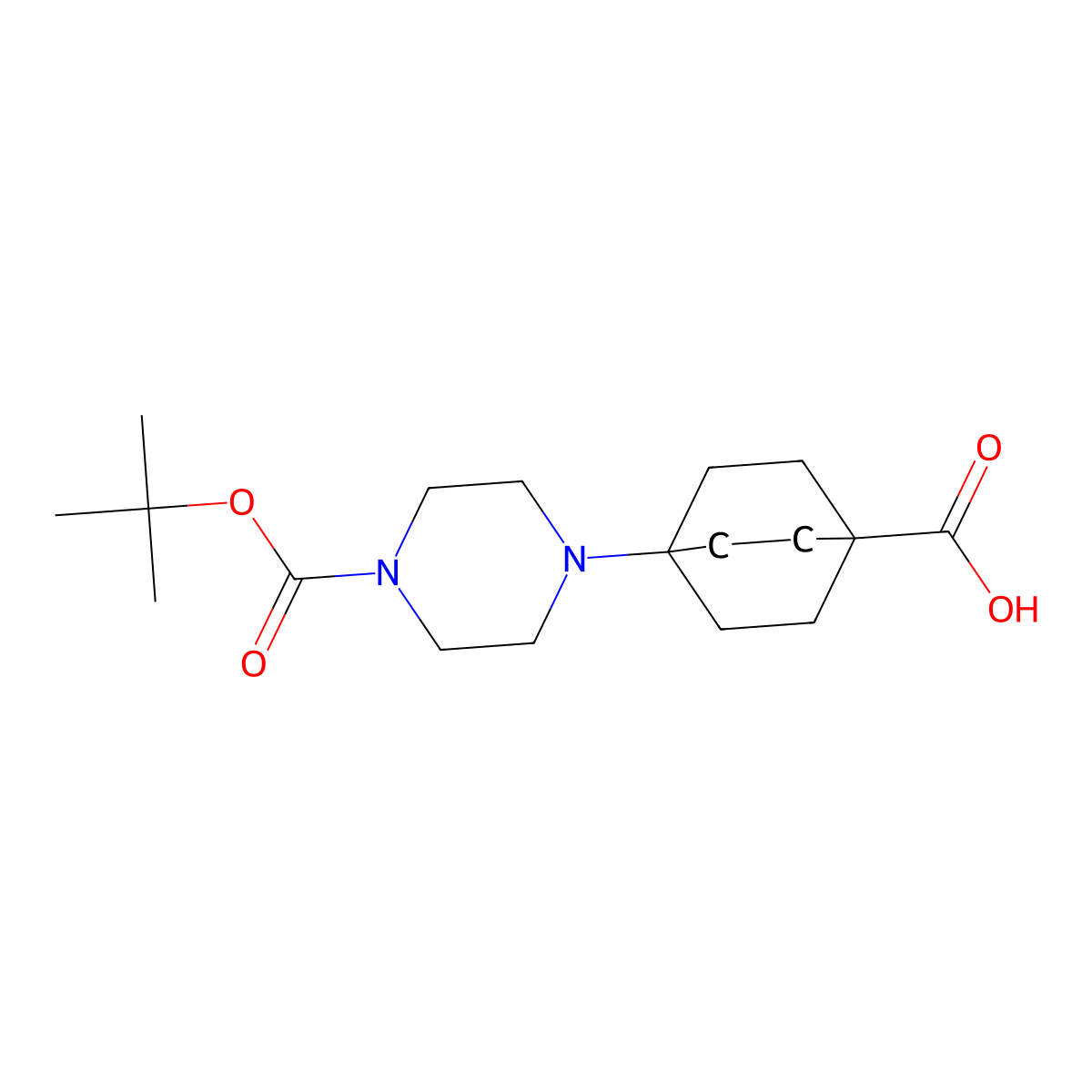 4-(4-Tert-butoxycarbonylpiperazin-1-yl)bicyclo[2.2.2]octane-1-carboxylic acid molecular structure, CAS 2891597-51-4