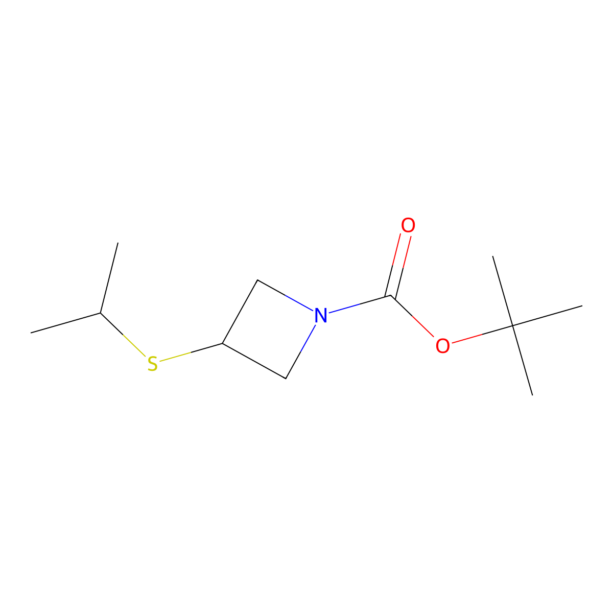 Tert-butyl 3-isopropylsulfanylazetidine-1-carboxylate molecular structure, CAS 2891597-54-7