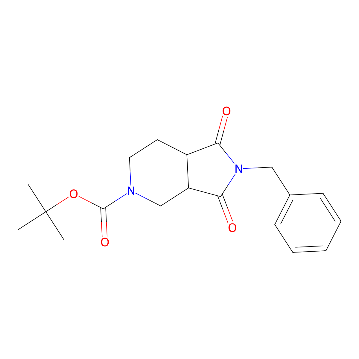 Tert-butyl 2-benzyl-1,3-dioxooctahydro-5H-pyrrolo[3,4-C]pyridine-5-carboxylate molecular structure, CAS 2891597-74-1