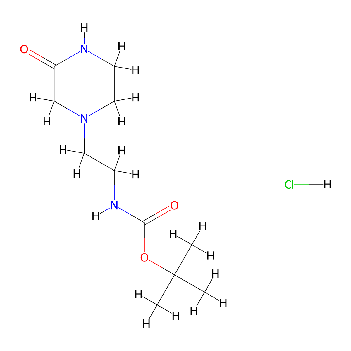tert-butyl N-[2-(3-oxopiperazin-1-yl)ethyl]carbamate;hydrochloride molecular structure, CAS 2891597-78-5