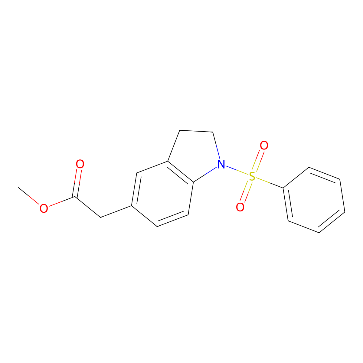 Methyl 2-[1-(benzenesulfonyl)indolin-5-yl]acetate molecular structure, CAS 2891597-83-2