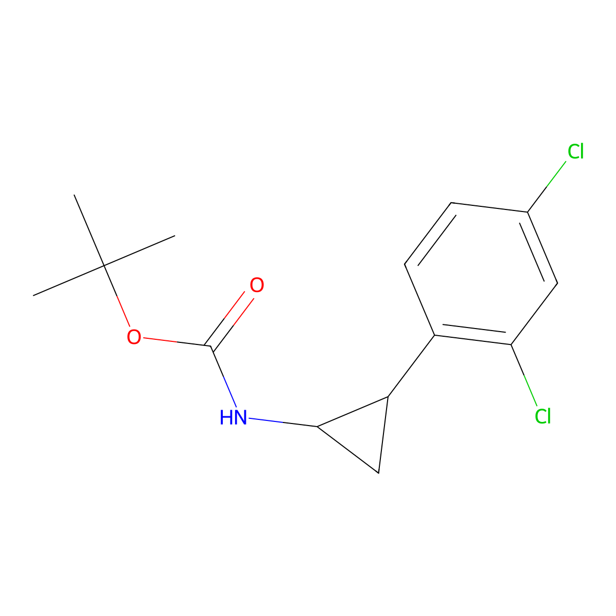 Tert-butyl 2-(2,4-dichlorophenyl)cyclopropylcarbamate molecular structure, CAS 2891597-85-4