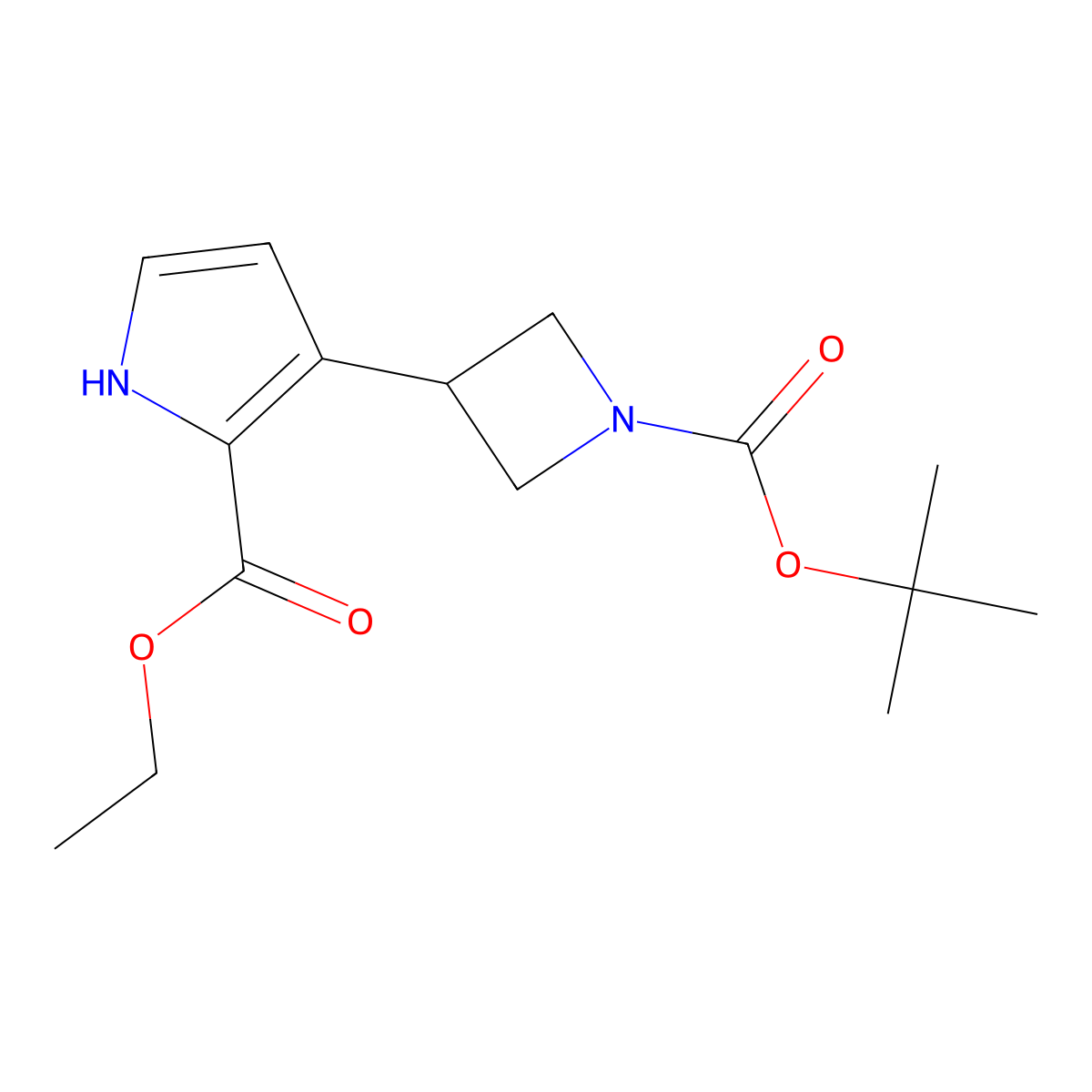 ethyl 3-(1-tert-butoxycarbonylazetidin-3-yl)-1H-pyrrole-2-carboxylate molecular structure, CAS 2891597-98-9