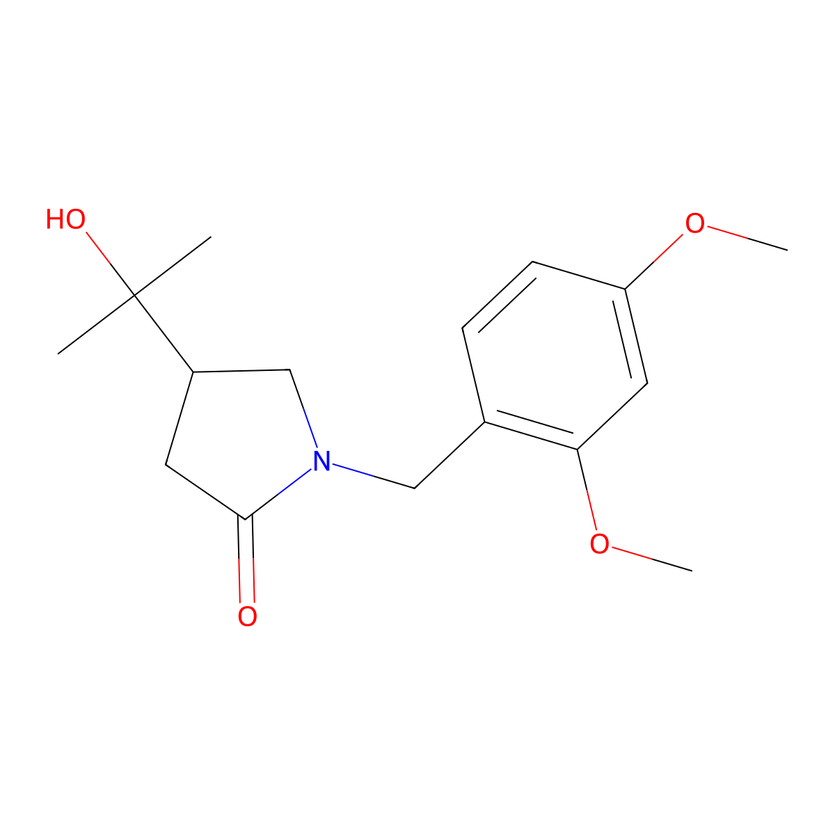 1-[(2,4-Dimethoxyphenyl)methyl]-4-(1-hydroxy-1-methyl-ethyl)pyrrolidin-2-one molecular structure, CAS 2891598-04-0