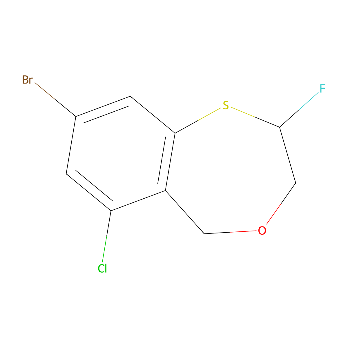 8-bromo-6-chloro-2-fluoro-3,5-dihydro-2H-4,1-benzoxathiepine molecular structure, CAS 2891598-18-6