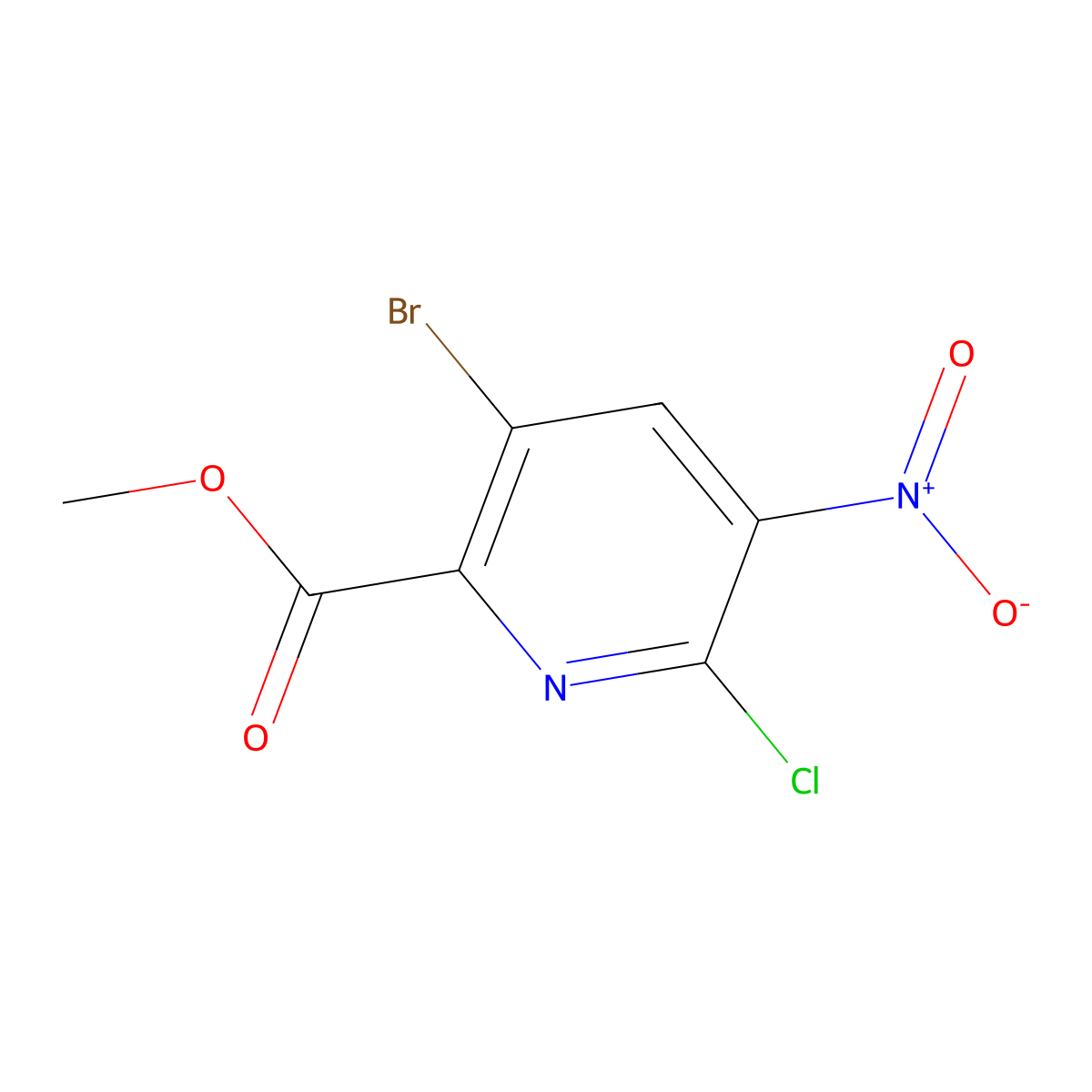 Methyl 3-bromo-6-chloro-5-nitropyridine-2-carboxylate molecular structure, CAS 2891598-24-4