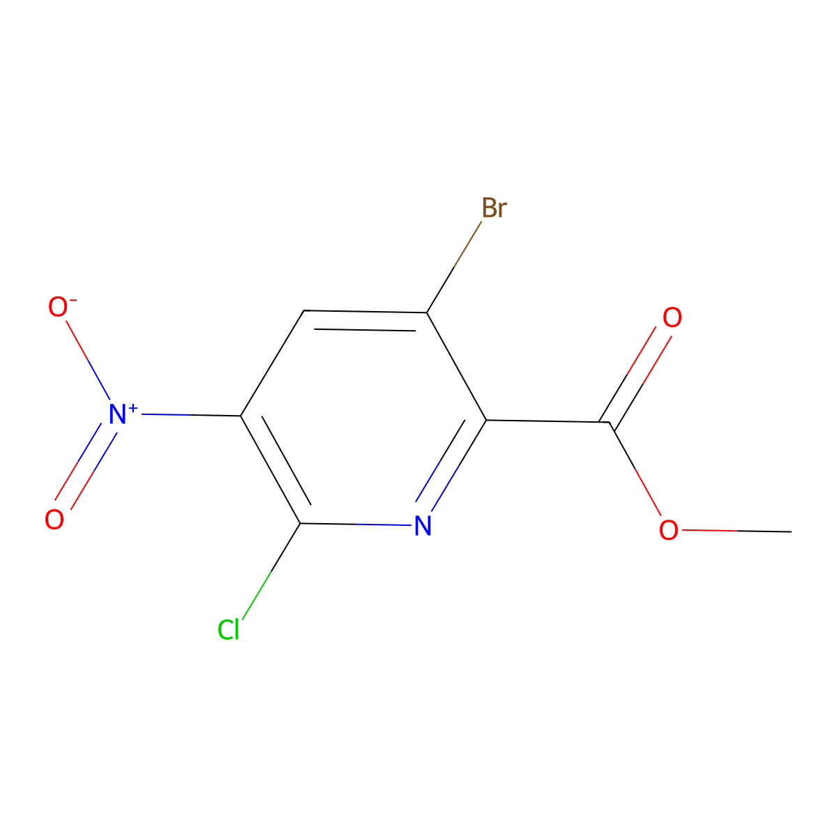 Methyl 3-bromo-6-chloro-5-nitropyridine-2-carboxylate molecular structure, CAS 2891598-24-4