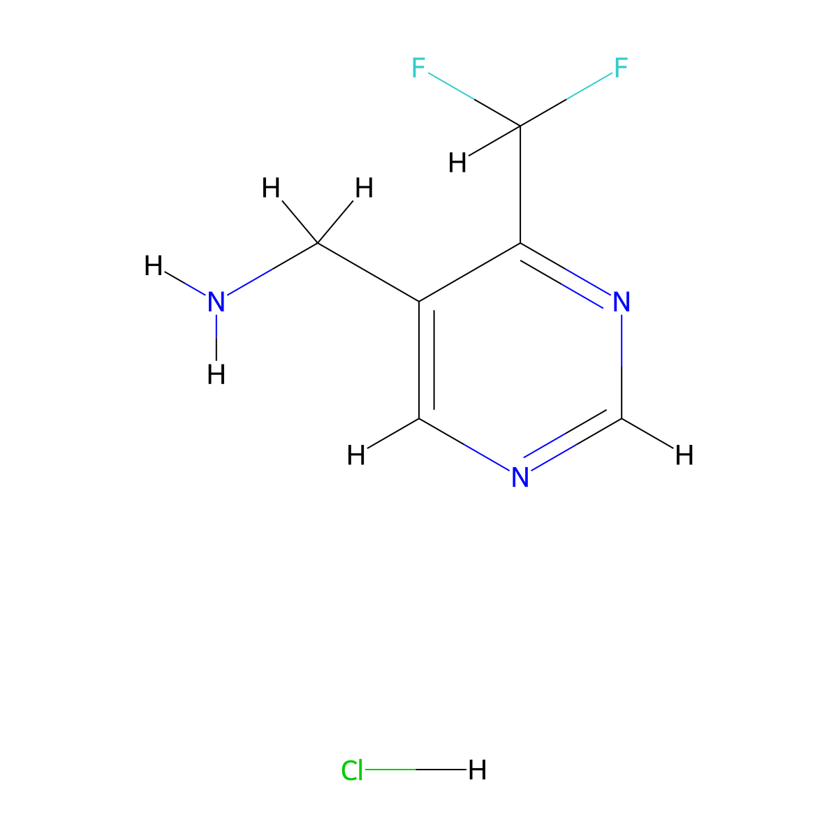 (4-(Difluoromethyl)pyrimidin-5-yl)methanamine hydrochloride molecular structure, CAS 2891598-53-9