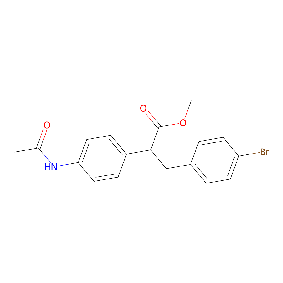 Methyl 2-(4-acetamidophenyl)-3-(4-bromophenyl)propanoate molecular structure, CAS 2891598-55-1