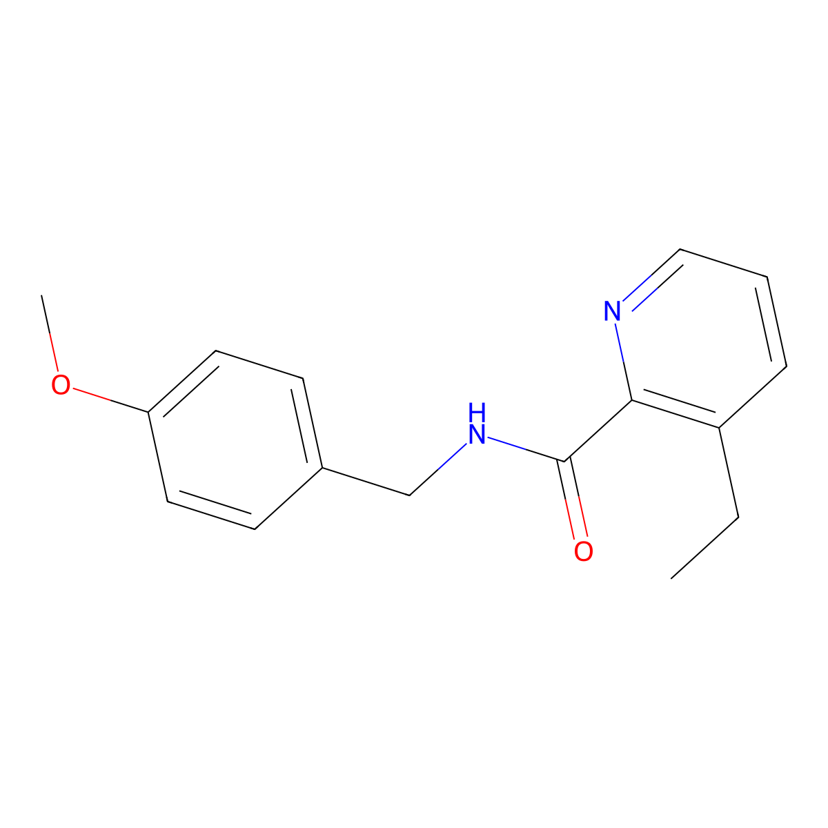 3-Ethyl-N-[(4-methoxyphenyl)methyl]pyridine-2-carboxamide molecular structure, CAS 2891598-57-3