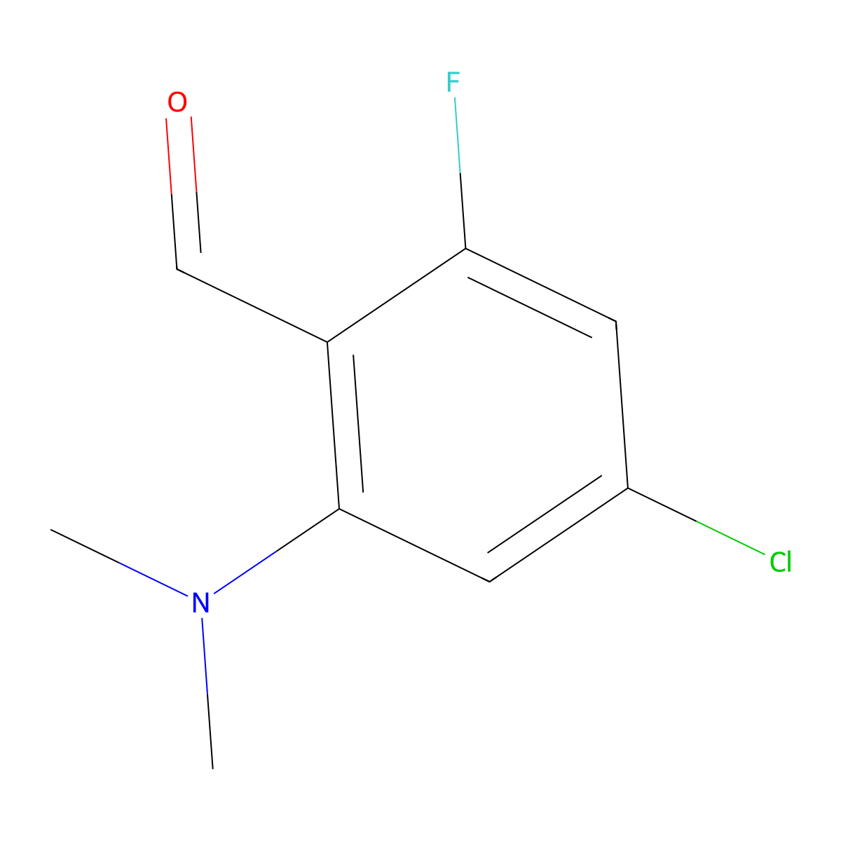 4-Chloro-2-(dimethylamino)-6-fluorobenzaldehyde molecular structure, CAS 2891598-60-8