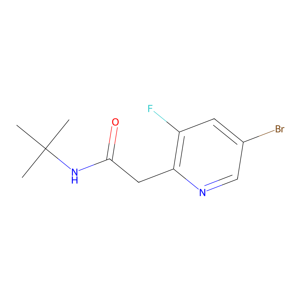 2-(5-Bromo-3-fluoropyridin-2-yl)-N-tert-butylacetamide molecular structure, CAS 2891598-63-1