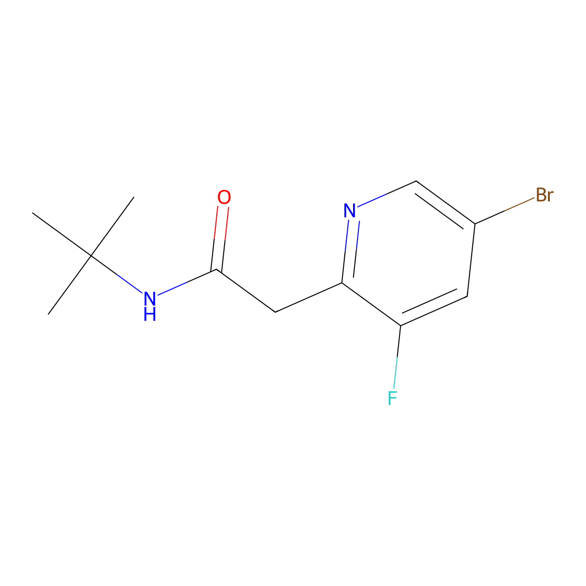 2-(5-Bromo-3-fluoropyridin-2-yl)-N-tert-butylacetamide molecular structure, CAS 2891598-63-1
