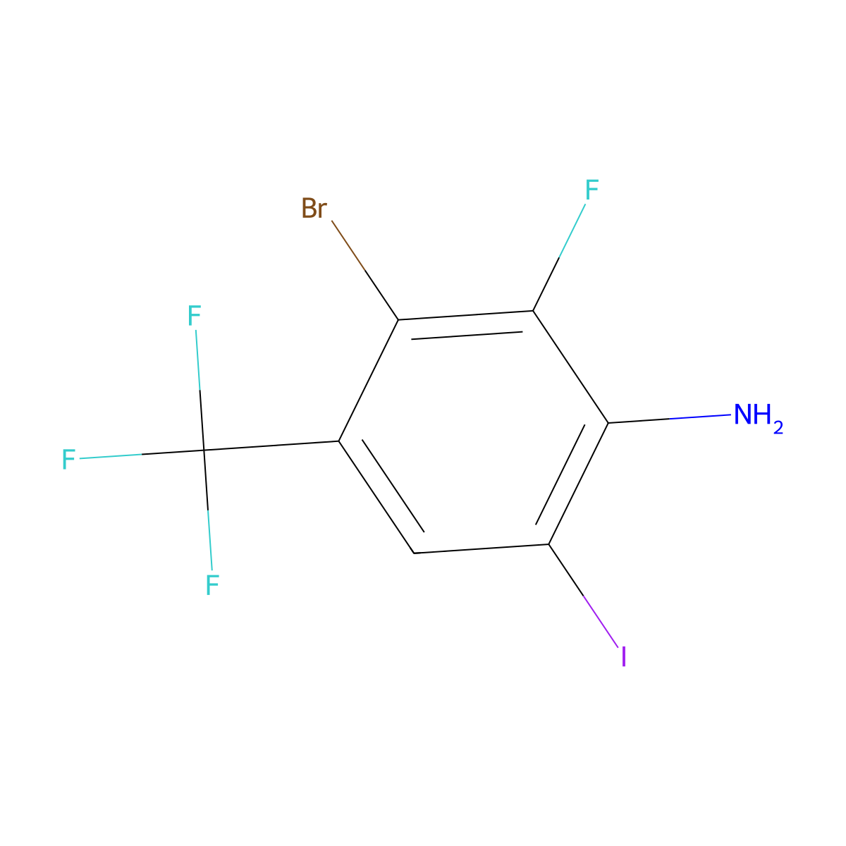 3-Bromo-2-fluoro-6-iodo-4-(trifluoromethyl)aniline molecular structure, CAS 2891598-71-1
