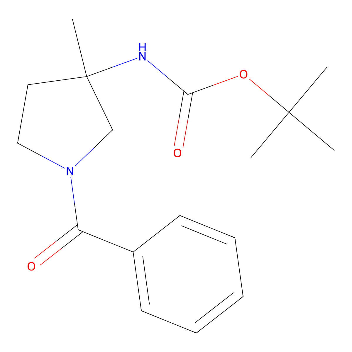 tert-butyl N-(1-benzoyl-3-methyl-pyrrolidin-3-yl)carbamate molecular structure, CAS 2891598-79-9