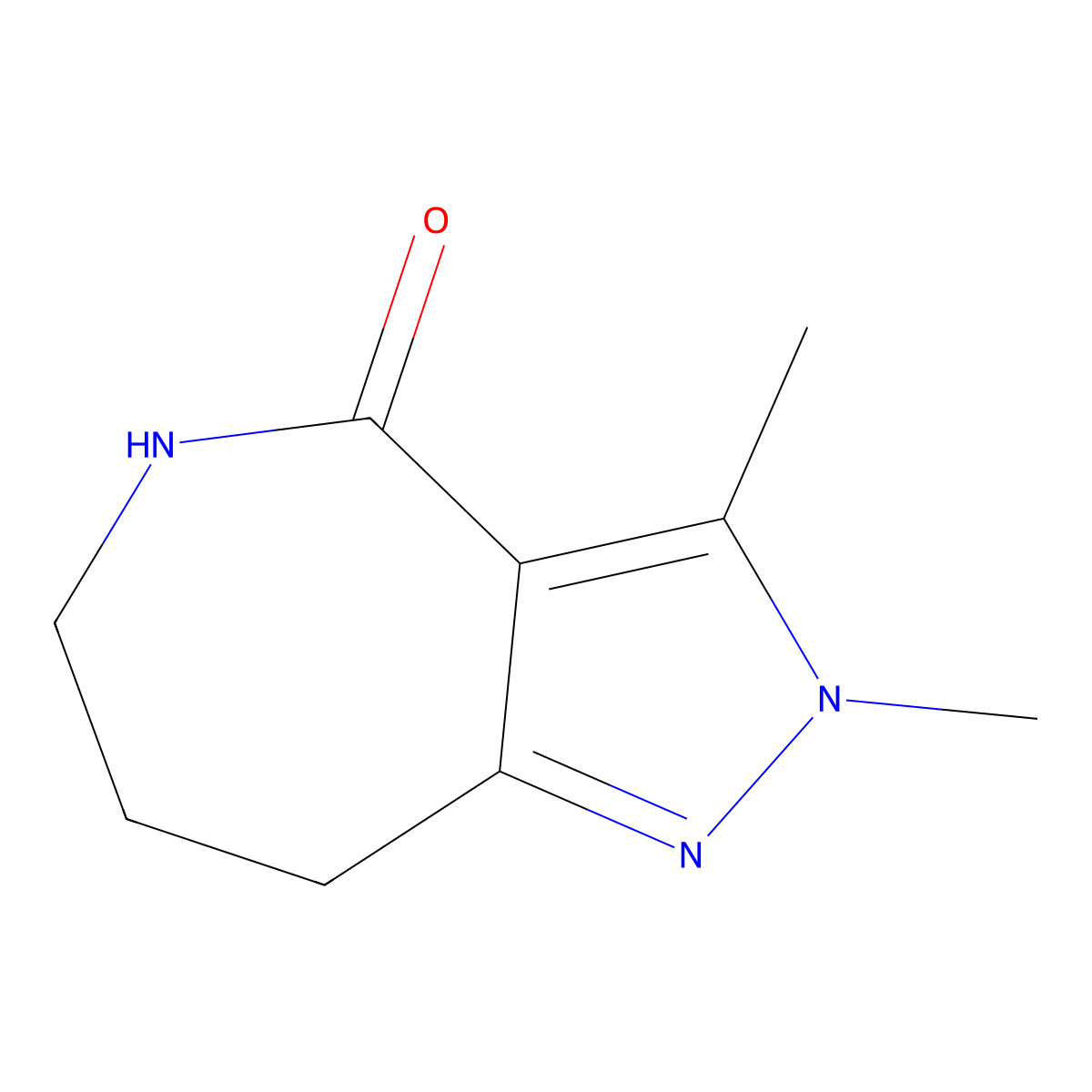 2,3-Dimethyl-5,6,7,8-tetrahydropyrazolo[4,3-c]azepin-4-one molecular structure, CAS 2891598-82-4