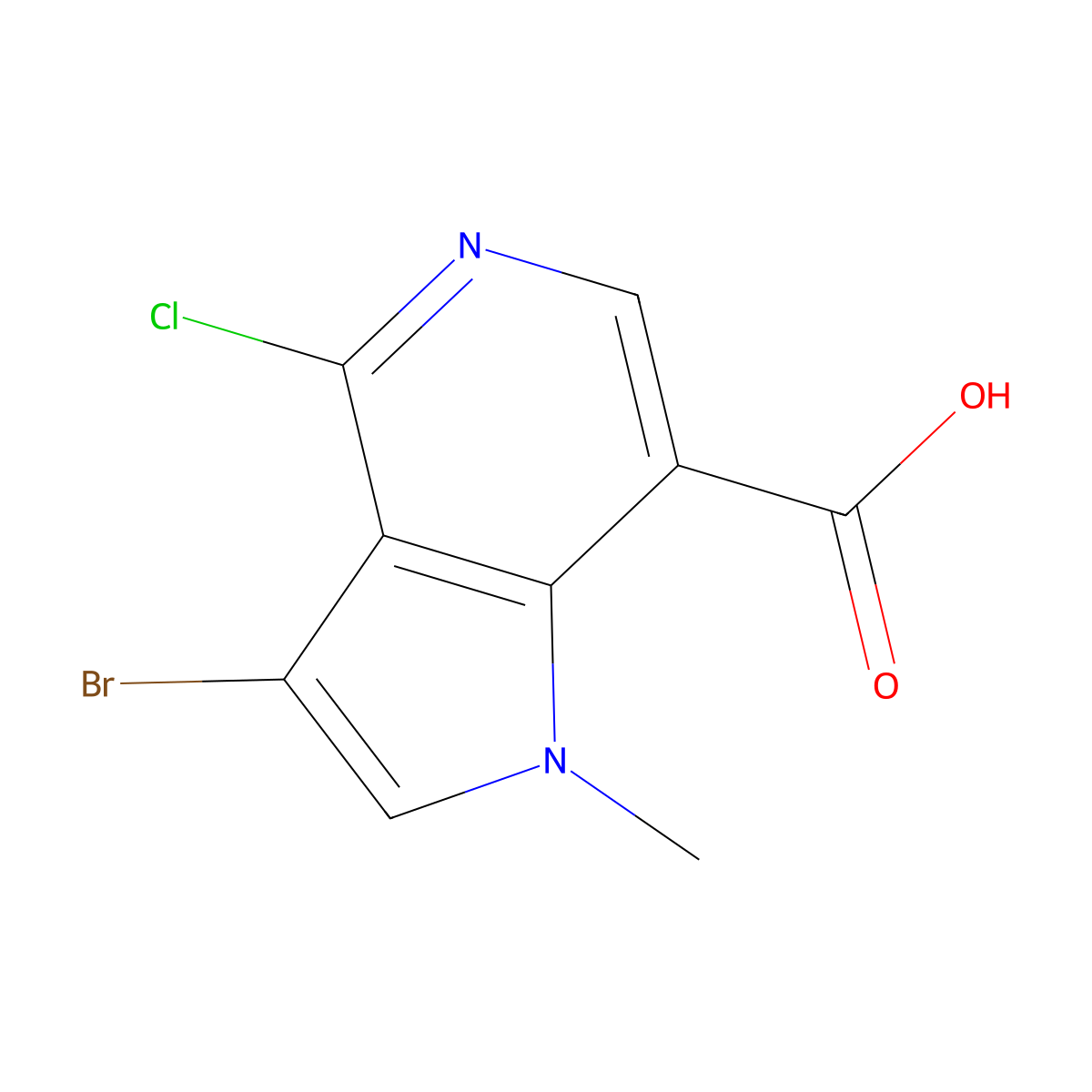3-Bromo-4-chloro-1-methyl-pyrrolo[3,2-c]pyridine-7-carboxylic acid molecular structure, CAS 2891598-86-8