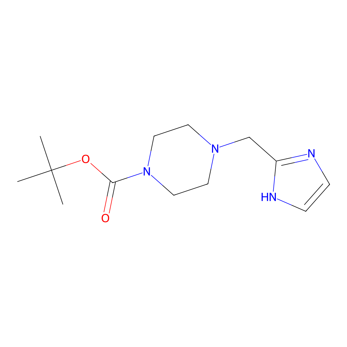 tert-butyl 4-(1H-imidazol-2-ylmethyl)piperazine-1-carboxylate molecular structure, CAS 2891598-88-0
