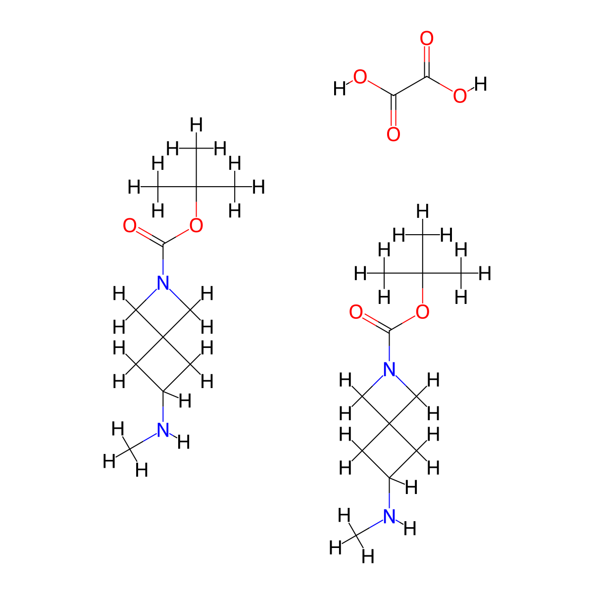 Tert-butyl 6-(methylamino)-2-azaspiro[3.3]heptane-2-carboxylate;hemi(oxalic acid) molecular structure, CAS 2891598-94-8