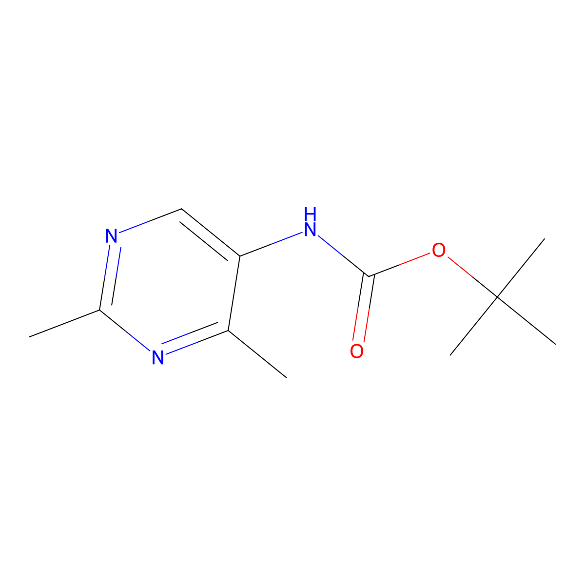 Tert-butyl 2,4-dimethylpyrimidin-5-ylcarbamate molecular structure, CAS 2891599-03-2