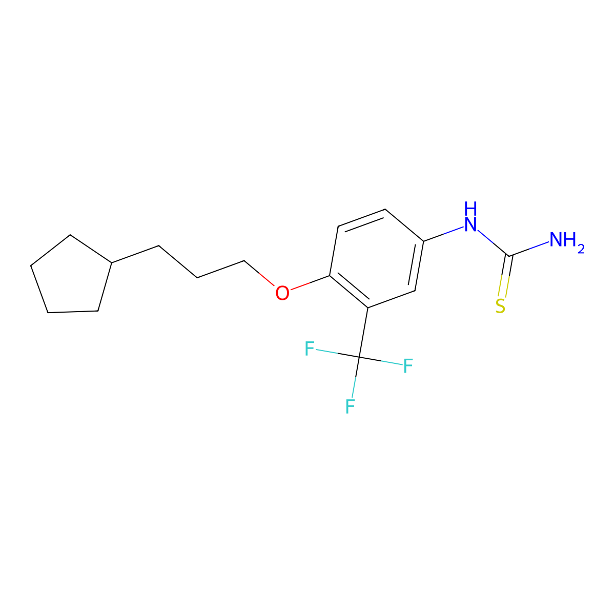 1-(4-(3-Cyclopentylpropoxy)-3-(trifluoromethyl)phenyl)thiourea molecular structure, CAS 2891599-05-4