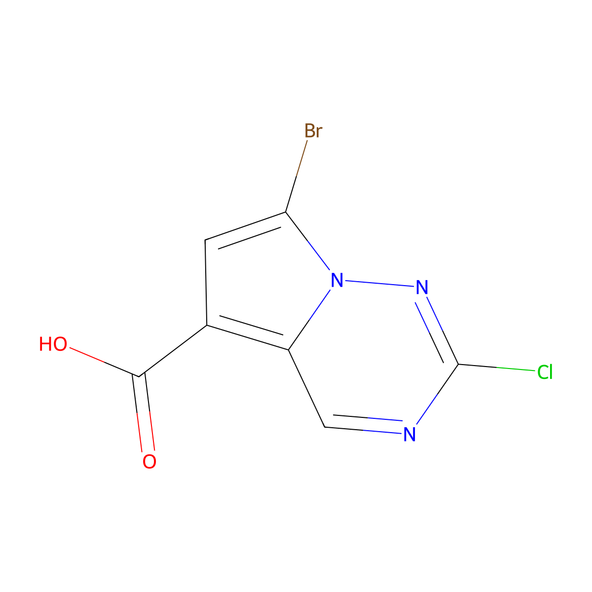7-Bromo-2-chloro-pyrrolo[2,1-f][1,2,4]triazine-5-carboxylic acid molecular structure, CAS 2891599-07-6