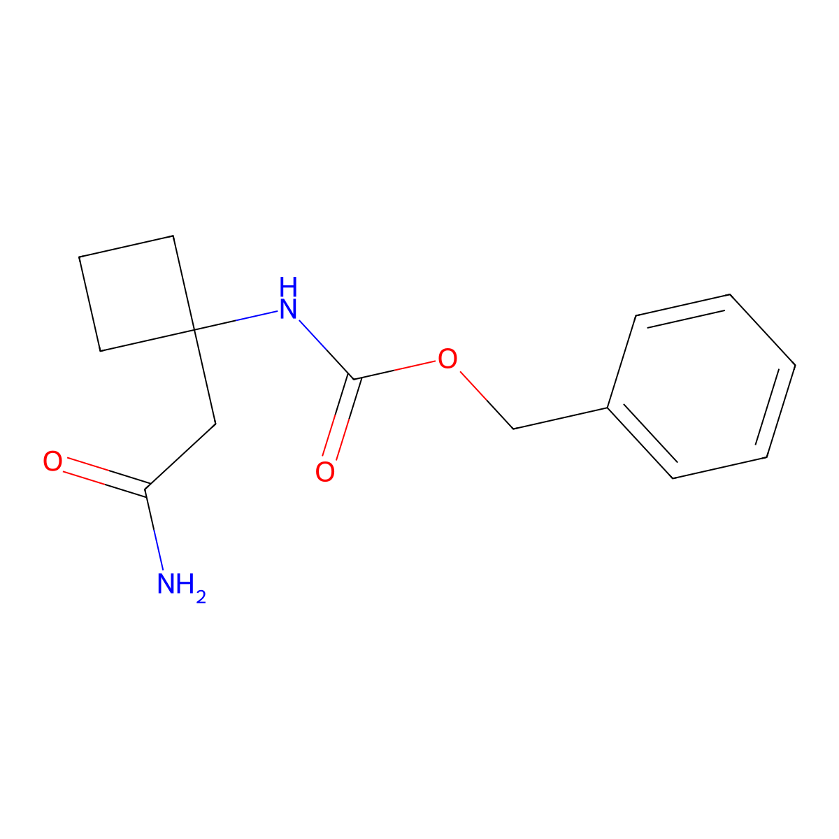 Benzyl 1-(2-amino-2-oxoethyl)cyclobutylcarbamate molecular structure, CAS 2891599-14-5