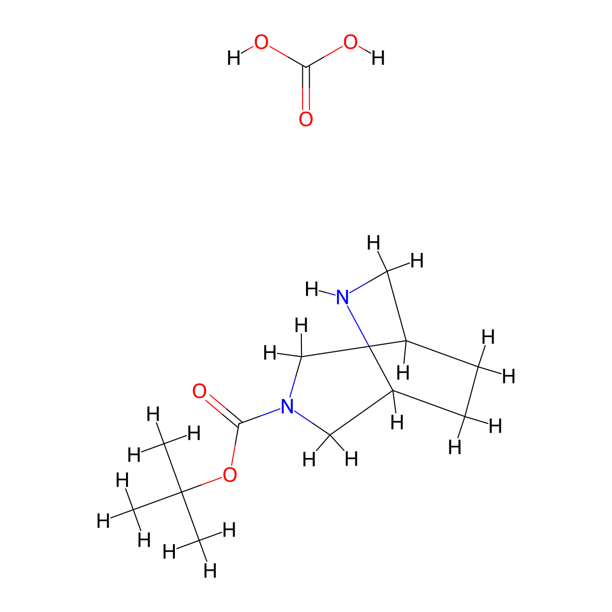 Tert-butyl 3,6-diazabicyclo[3.2.2]nonane-3-carboxylate;carbonic acid molecular structure, CAS 2891599-28-1