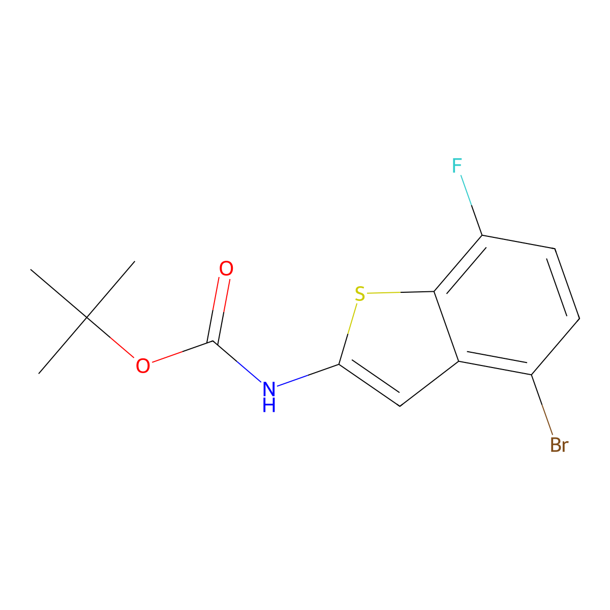 tert-butyl N-(4-bromo-7-fluoro-1-benzothiophen-2-yl)carbamate molecular structure, CAS 2891599-59-8